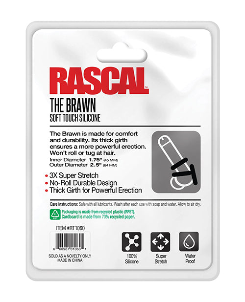 Rascal The Brawn Silicone Cock Ring - Black - Empower Pleasure