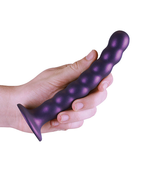 Shots Ouch 6.5" Beaded G-Spot Dildo - Metallic Purple - Empower Pleasure