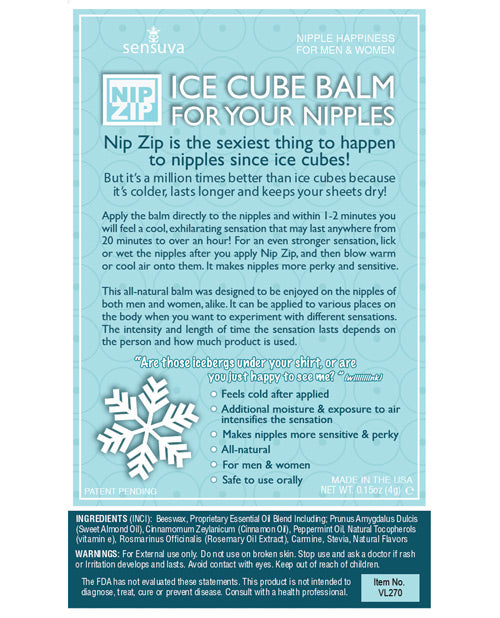 Sensuva Nip Zip Ice Cube Nip Balm - Strawberry Mint - Empower Pleasure