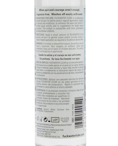 Fuck Water Clear H2O - 8 oz Bottle - Empower Pleasure