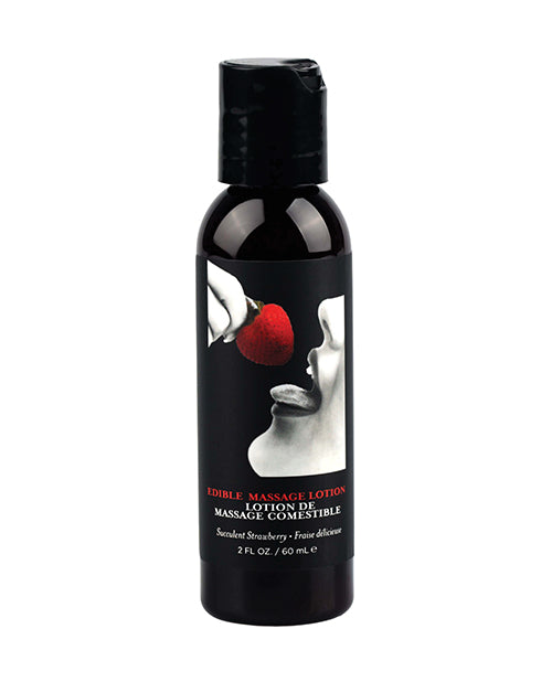 Earthly Body Hemp Seed by Night Edible Lotion - 2 oz Strawberry - Empower Pleasure