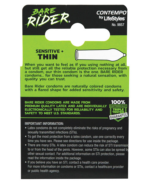 Contempo Bare Rider Thin Condom Pack - Pack of 3 - Empower Pleasure