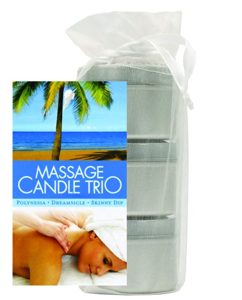 Earthly Body Massage Candle Trio Gift Bag - 2 oz Skinny Dip, Dreamsicle, & Guavalva - Empower Pleasure