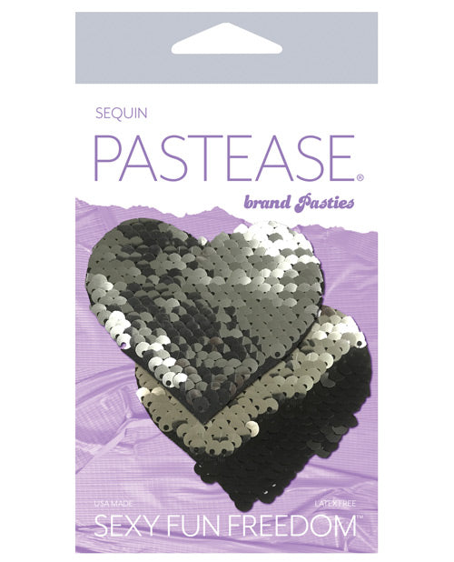 Pastease Color Changing Flip Sequins Heart - Slate/Black O/S - Empower Pleasure