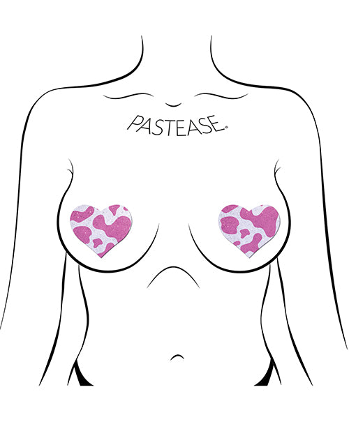 Pastease Premium Cow Print Glittery Velvet Heart - Pink Strawberry O/S