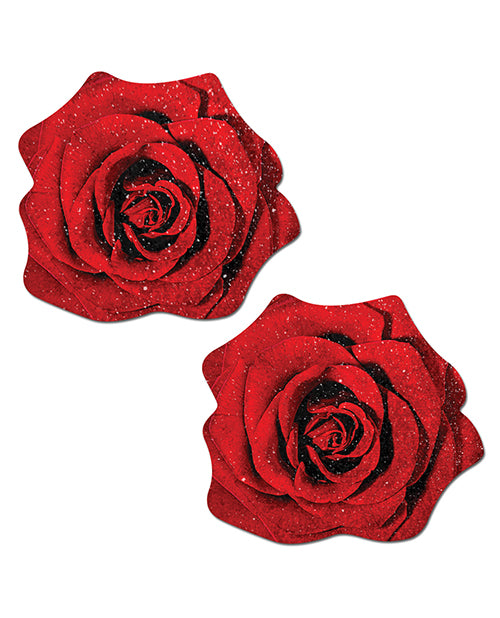 Pastease Glitter Velvet Blooming Rose - Red O/S - Empower Pleasure