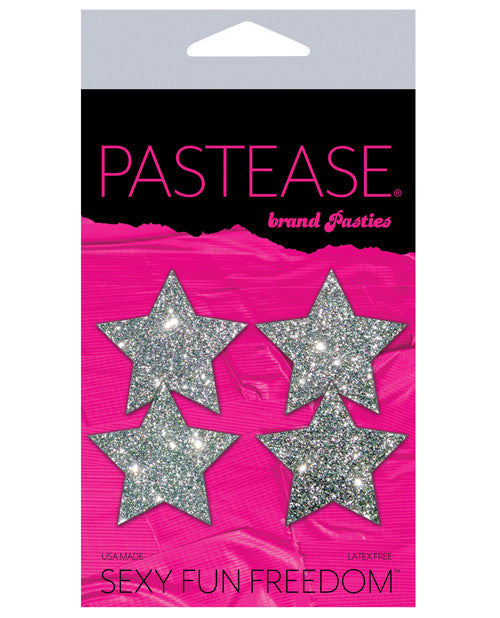 Pastease Petites Glitter Star - Silver O/S Pack of 2 Pair