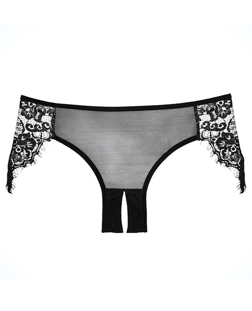 Adore Lavish & Lace Crotchless Panty - Black