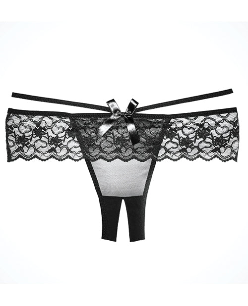 Adore Angel Crotchless Panty Black O/S