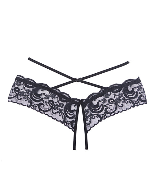 Adore Dare Me Cross Waist Open Lace Panty - Black