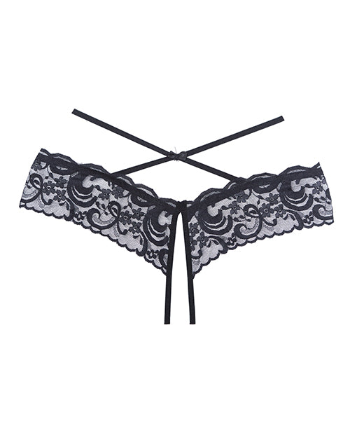 Adore Dare Me Cross Waist Open Lace Panty - Black