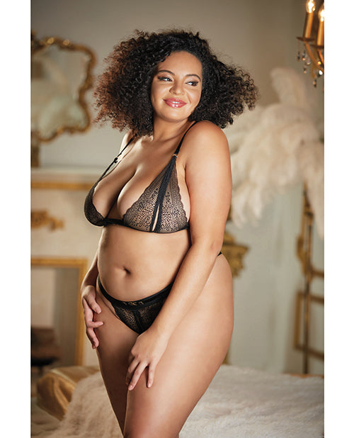 Allure Lace Peek a Boo Bralette & Panty Black QN - Empower Pleasure