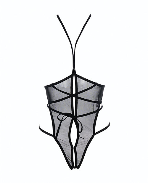 Allure Nicola Open Cup Mesh Teddy Black L/XL - Empower Pleasure