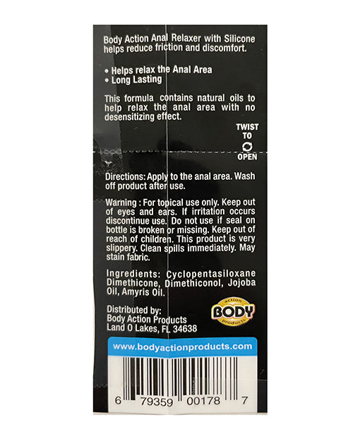Body Action Anal Relaxer Silicone Lubricant - 0.5 oz - Empower Pleasure
