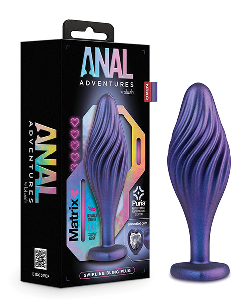 Blush Anal Adventures Matrix Swirling Bling Plug - Sapphire - Empower Pleasure