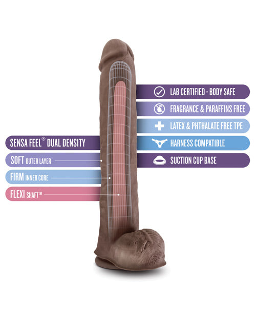 Blush Au Naturel Daddy 14" Sensa Feel Dual Density Dong w/Suction Cup - Chocolate - Empower Pleasure