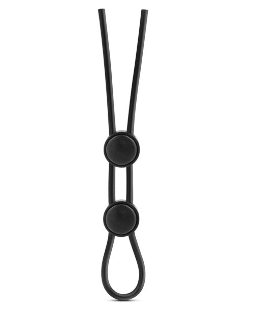 Blush Stay Hard Silicone Double Loop Cock Ring - Black - Empower Pleasure