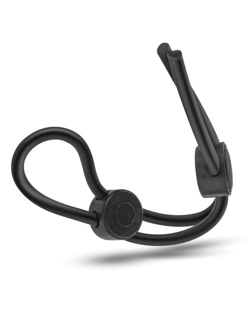 Blush Stay Hard Silicone Double Loop Cock Ring - Black - Empower Pleasure