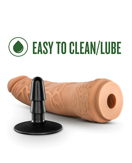 Blush Lock On 7.5" Hexanite Dildo w/ Suction Cup Adapter - Mocha - Empower Pleasure