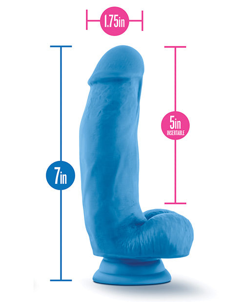 Blush Neo Elite 7" Silicone Dual Density Cock w/ Balls - Neon Blue