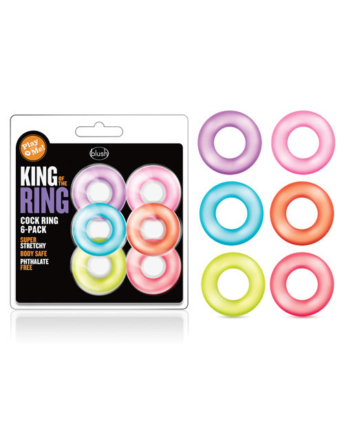 Blush Play With Me King of the Ring - Assorted Colors Set of 6 - Empower Pleasure