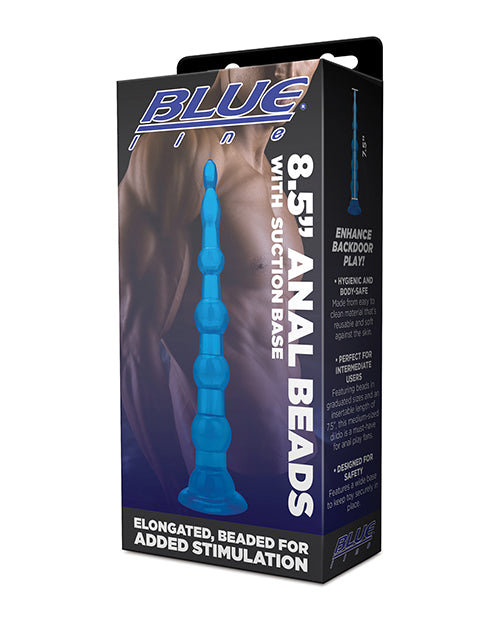 Blue Line C & B 8.5" Anal Beads with Suction Base - Jelly Blue - Empower Pleasure