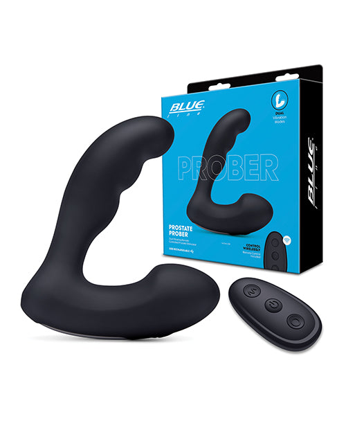 Blue Line Vibrating Prostate Prober w/ Remote - Black - Empower Pleasure