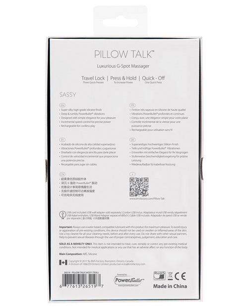 Pillow Talk Sassy G Spot Vibrator - Empower Pleasure