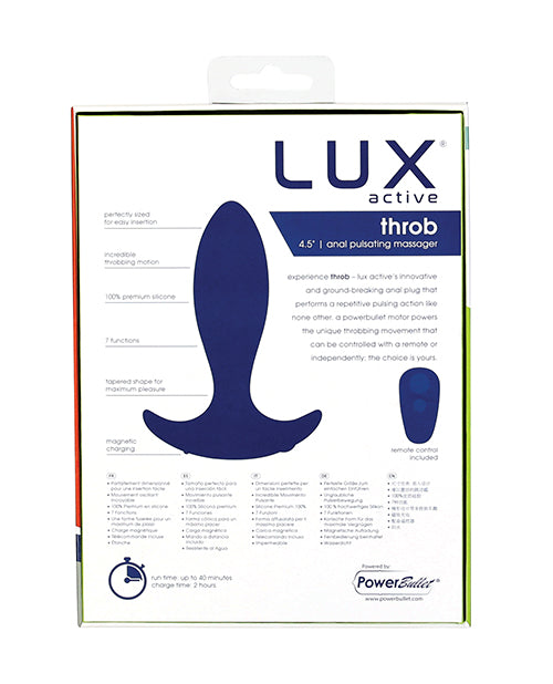 Lux Active Throb Anal Pulsating Massager w/Remote - Dark Blue - Empower Pleasure