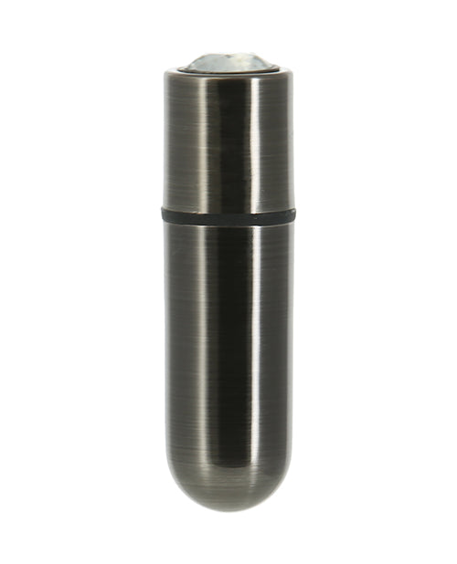 First Class Mini Rechargeable Bullet with Crystal - 9 Functions Gun Metal - Empower Pleasure