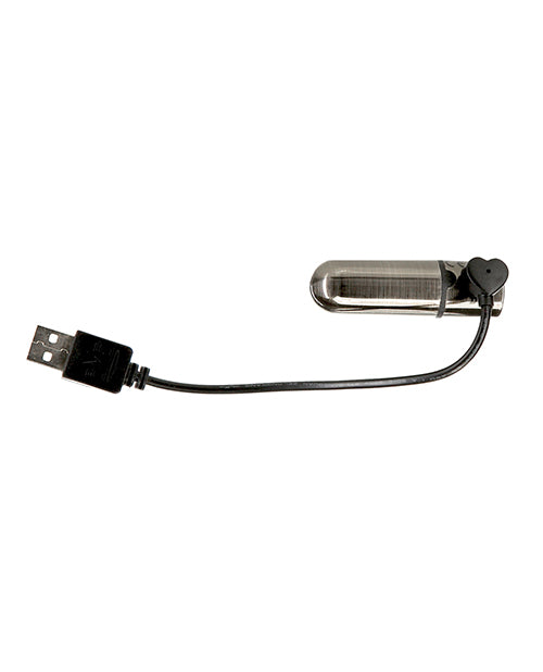 First Class Mini Rechargeable Bullet with Crystal - 9 Functions Gun Metal - Empower Pleasure