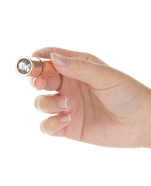 First Class Mini Rechargeable Bullet with Crystal - 9 Functions Rose Gold - Empower Pleasure