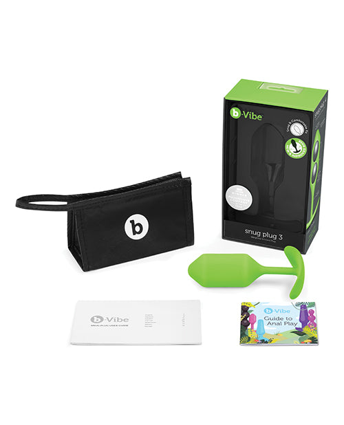 b-Vibe Weighted Snug Plug 3 - 180g - Lime - Empower Pleasure