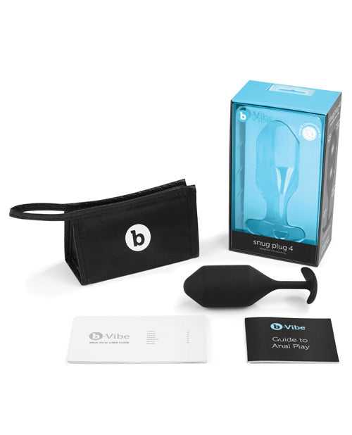 b-Vibe Weighted Snug Plug 4 - 257 g - Black - Empower Pleasure