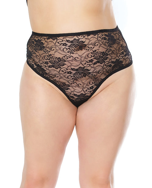 Stretch Lace High Waist Thong Black OS/XL - Empower Pleasure