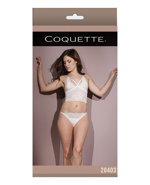 Classic Scallop Stretch Lace Bralette & Crotchless Panty - White