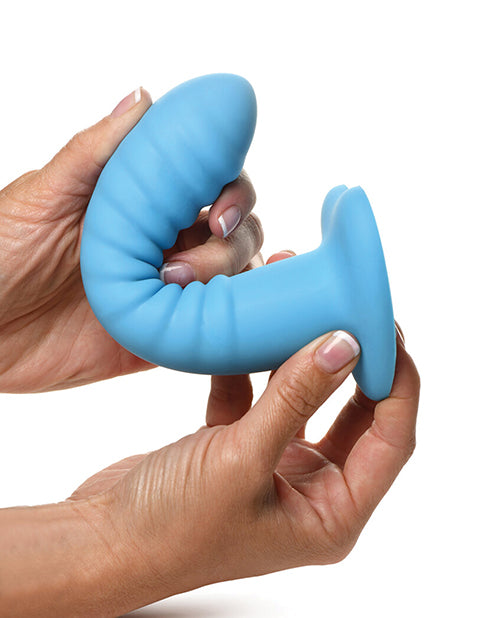 Curve Toys Simply Sweet 7" Ribbed Silicone Dildo - Blue - Empower Pleasure