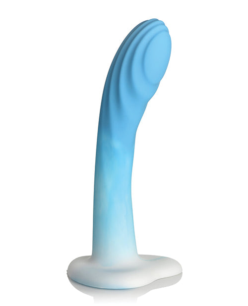 Curve Toys Simply Sweet 7" Rippled Silicone Dildo - Blue/White - Empower Pleasure