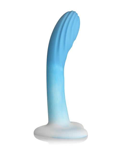 Curve Toys Simply Sweet 7" Rippled Silicone Dildo - Blue/White - Empower Pleasure