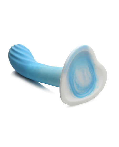 Curve Toys Simply Sweet 7" Rippled Silicone Dildo - Blue/White - Empower Pleasure