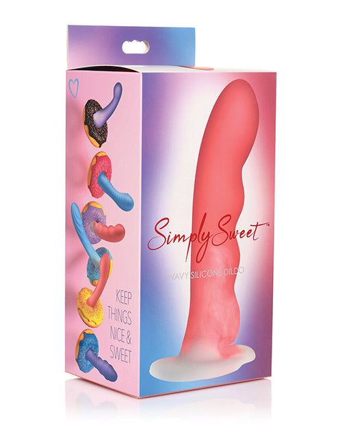Curve Toys Simply Sweet 7" Wavy Silicone Dildo - Pink/White - Empower Pleasure