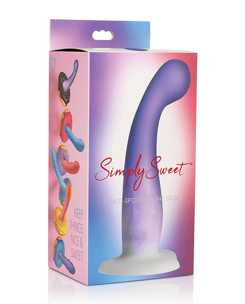 Curve Toys Simply Sweet 7" Slim G Spot Silicone Dildo - Purple/White - Empower Pleasure