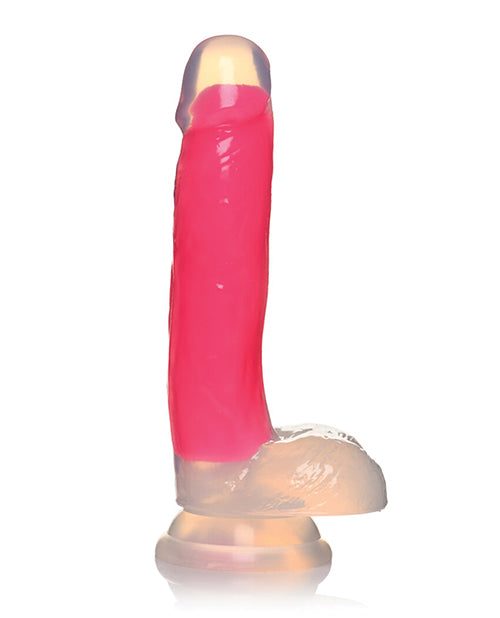 Curve Toys Lollicock 7" Glow In The Dark Silicone Dildo w/Balls - Pink - Empower Pleasure