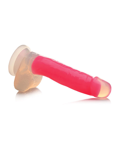 Curve Toys Lollicock 7" Glow In The Dark Silicone Dildo w/Balls - Pink - Empower Pleasure
