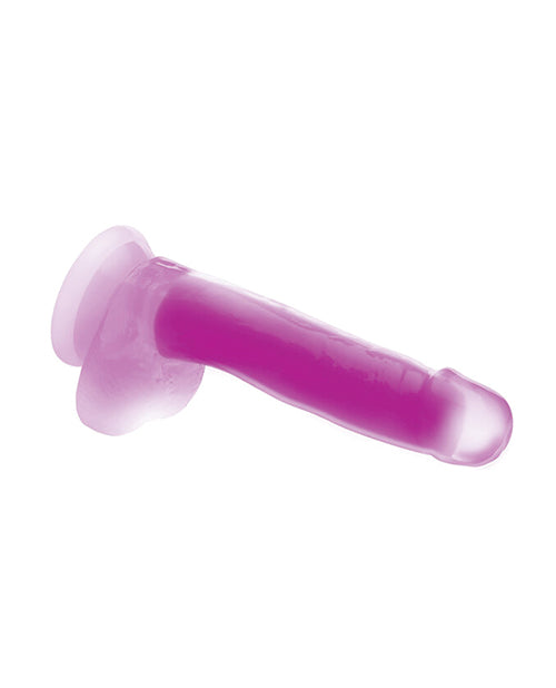 Curve Toys Lollicock 7" Glow In The Dark Silicone Dildo w/Balls - Purple - Empower Pleasure
