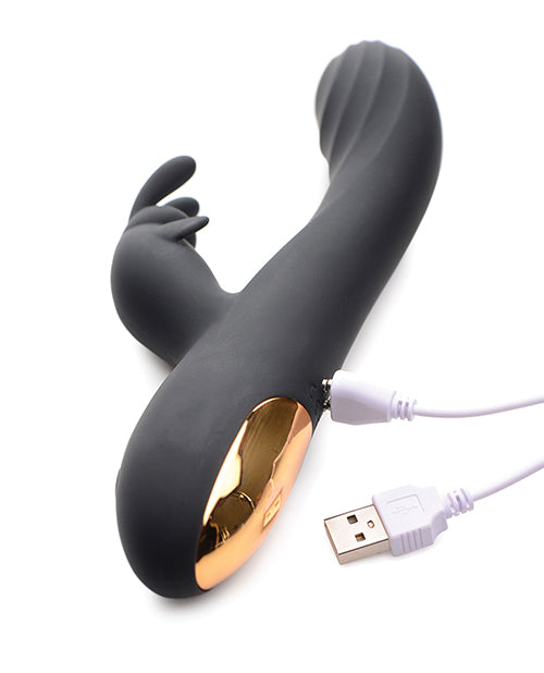 Curve Novelties Power Bunnies Cuddles 10x Silicone Rabbit Vibrator - Black - Empower Pleasure