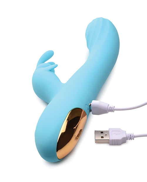 Curve Novelties Power Bunnies Snuggles 10x Silicone Rabbit Vibrator - Blue - Empower Pleasure