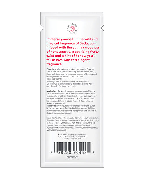 COOCHY Seduction Shave Cream Foil - .5 oz Honeysuckle/Citrus - Empower Pleasure