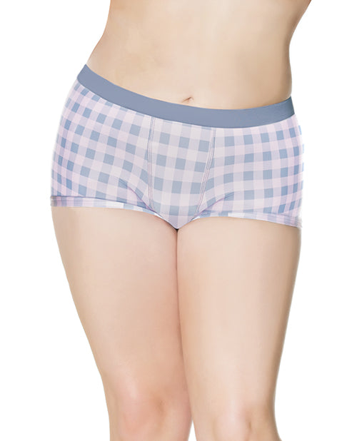 Crystal Pink Buffalo Check Print Short Grey/Pink OS/XL