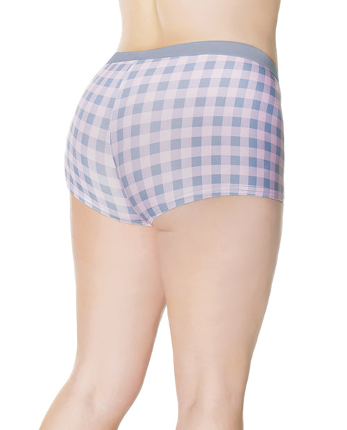 Crystal Pink Buffalo Check Print Short Grey/Pink OS/XL
